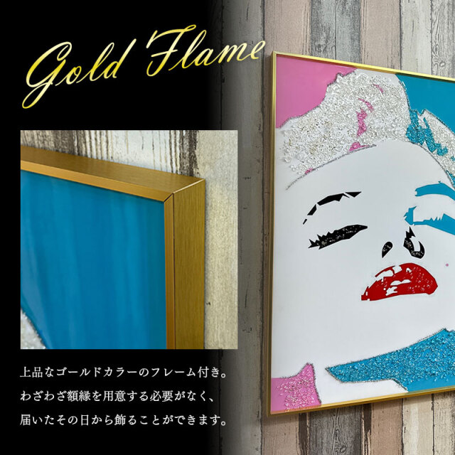 水晶パネル アートパネル 60×80cm 金フレーム付き 偉人 女性
