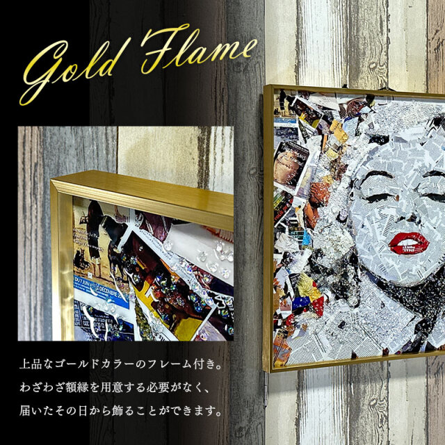 水晶パネル アートパネル 50×50cm 金フレーム付き 偉人 女性