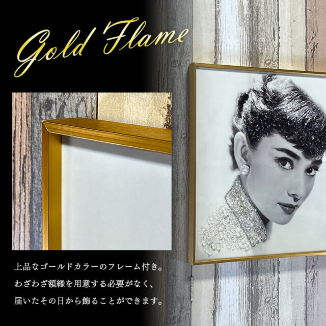 水晶パネル アートパネル 50×50cm 金フレーム付き 偉人 女性 人物