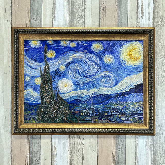 ネネット　Ne-net  アートパネル 水晶パネル アートパネル 62×82cm 名画 星月夜 フレーム付き