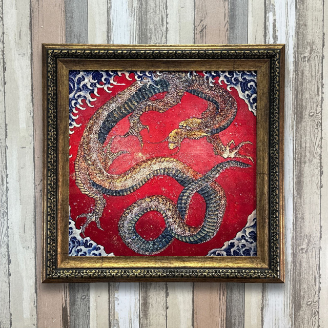 水晶パネル アートパネル 62×62cm 名画 龍図 フレーム付き