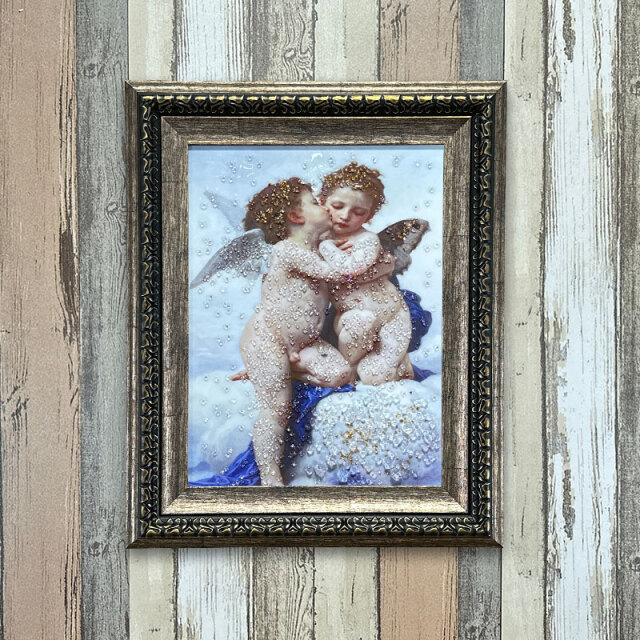 水晶パネル アートパネル 42×52cm 名画 エンジェル フレーム付き  