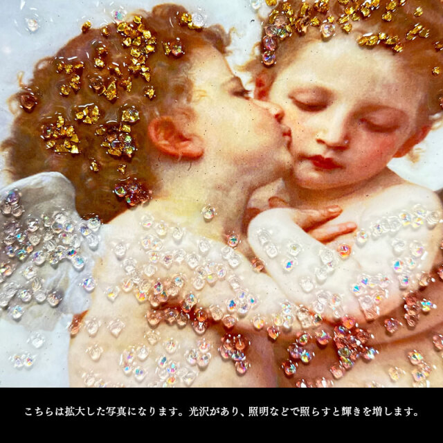 水晶パネル アートパネル 42×52cm 名画 エンジェル フレーム付き