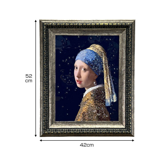 輸入雑貨　天然石　『真珠の耳飾りの少女』クリスタルアート』　水晶絵　宝石アート 楽天市場】アートパネル 水晶絵 クリスタル アートフレーム