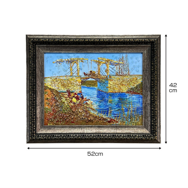 水晶パネル アートパネル 42×52cm 名画 アルルの跳ね橋 フレーム