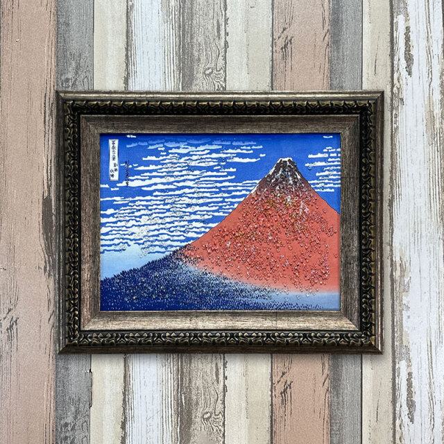 ◆アートパネル◆ 大型品◆ 4枚まとめ売り◆雑貨 水晶パネル アートパネル 42×52cm 名画 凱風快晴 フレーム付き