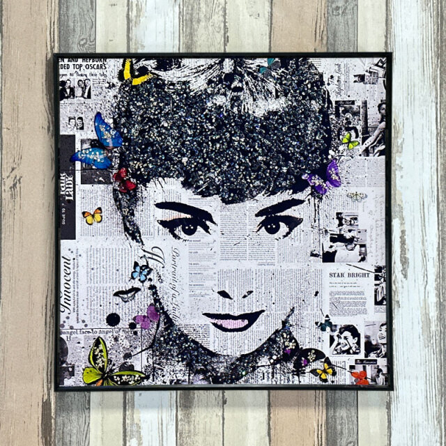 水晶パネル アートパネル 60×60cm ポップアート 黒フレーム付き 