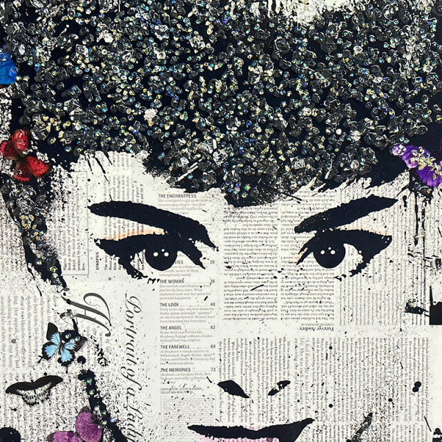 水晶パネル アートパネル 60×60cm ポップアート 黒フレーム付き