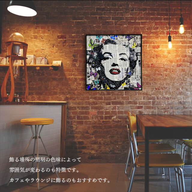 クリスタルアート キリン ピクチャー アートフレーム POP 水晶パネル アートパネル 60×60cm ポップアート 黒フレーム付き