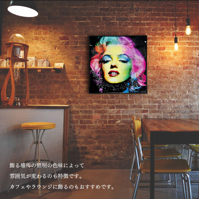水晶パネル アートパネル 60×60cm ポップアート 黒フレーム付き