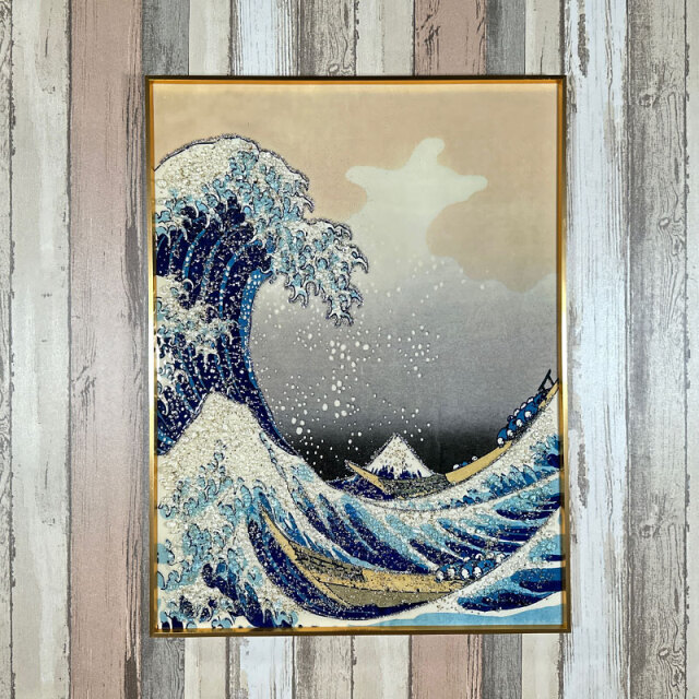 水晶パネル アートパネル 60×80cm 富嶽三十六景 風景 金フレーム付き 