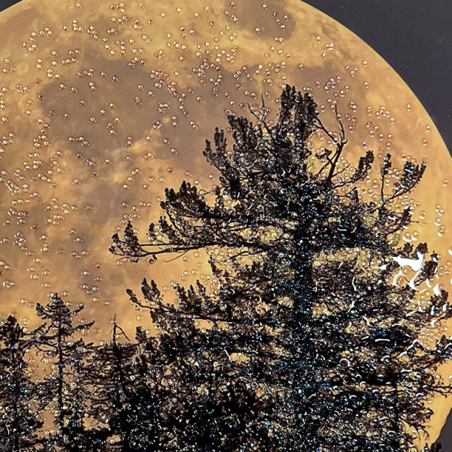 輸入雑貨　天然石　『星空満月』　風景画　水晶石　クリスタル　フレーム付き luckykagu_747800143