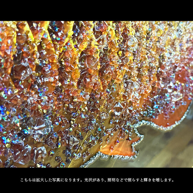 水晶パネル アートパネル 60×80cm アロワナ 金フレーム付き