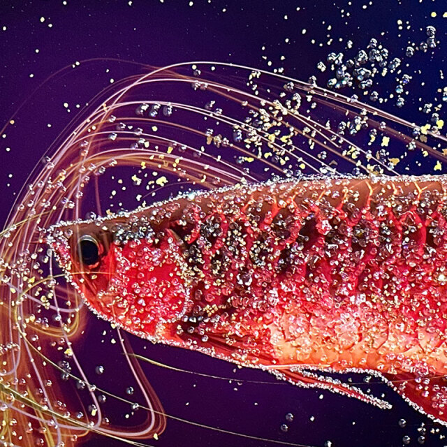 水晶パネル アートパネル 60×80cm アロワナ 金フレーム付き クリスタル