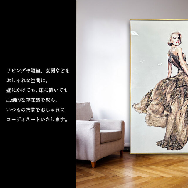 水晶パネル アートパネル 90×180cm 金フレーム付き 偉人 ビッグ