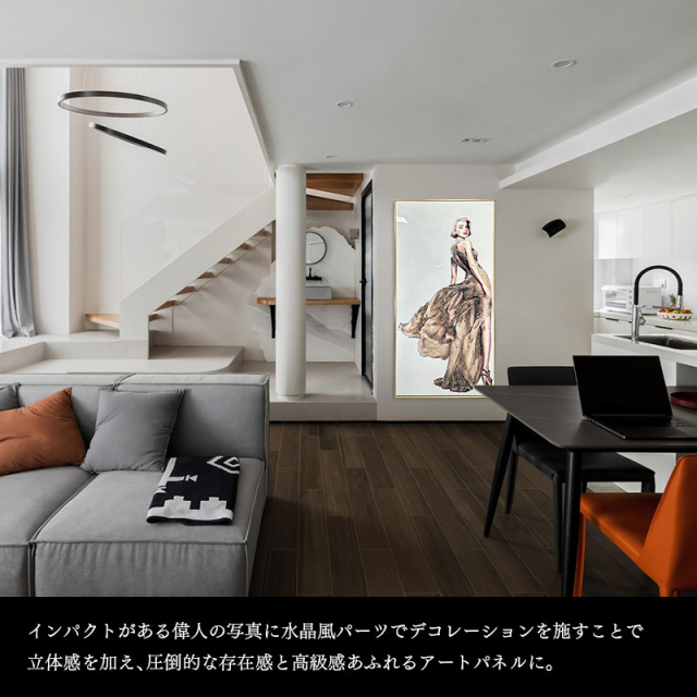 水晶パネル アートパネル 90×180cm 金フレーム付き 偉人 ビッグサイズ