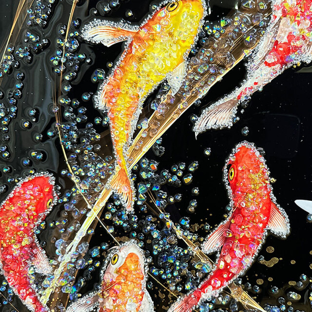 水晶パネル アートパネル 60×80cm 開運画 金フレーム付き