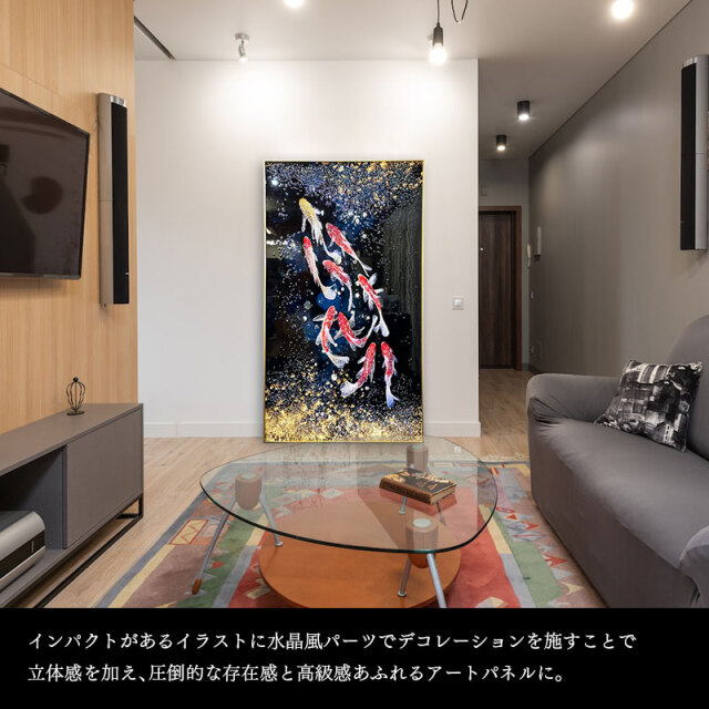 水晶パネル アートパネル 90×160cm 開運画 金フレーム付き