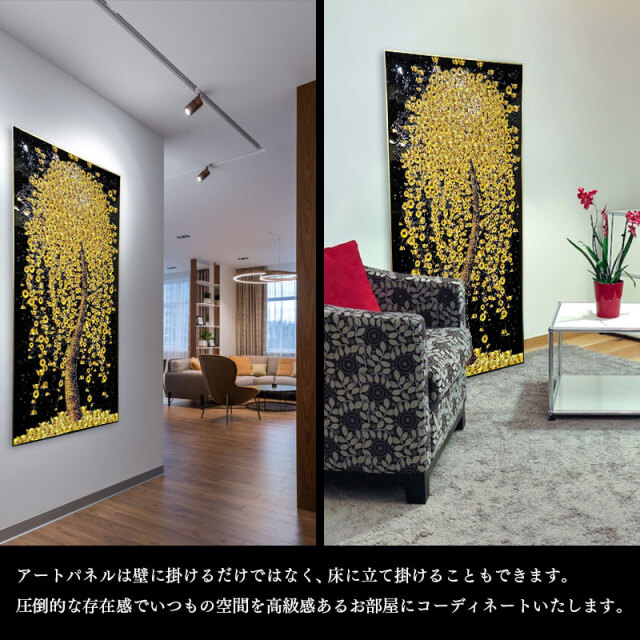 七福神 アートパネル 金色フレーム 水晶パネル アートパネル 90×160cm 開運画 金フレーム付き