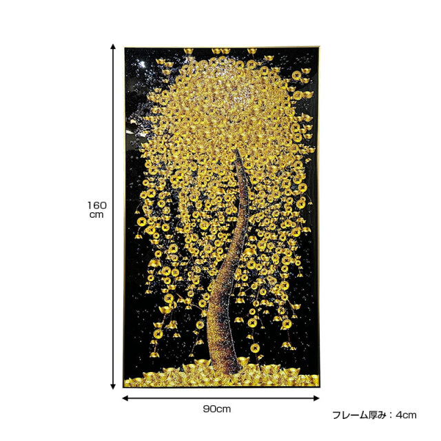 水晶パネル アートパネル 90×160cm 開運画 金フレーム付き