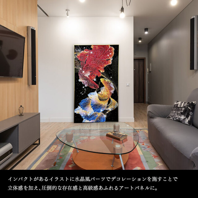 水晶パネル アートパネル 90×160cm 開運画 金フレーム付き ビッグ