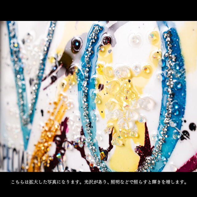 水晶パネル アートパネル 50×50cm ポップアート 銀フレーム付き 