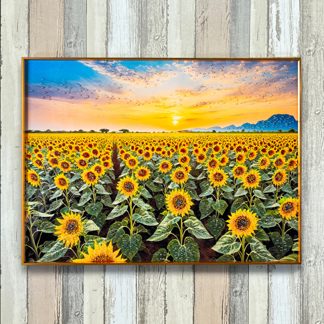 水晶パネル アートパネル 60×80cm 風景 金フレーム付き クリスタル