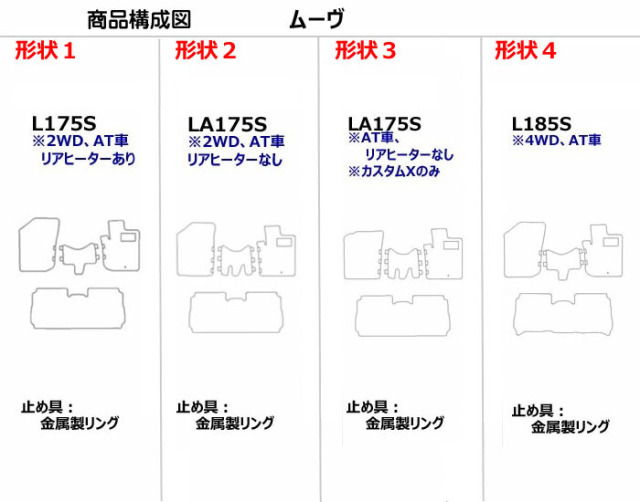 ダイハツ ムーヴ L175S L185S フロアマット