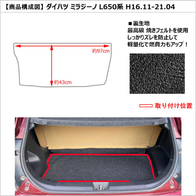 ダイハツ ミラジーノ L650S ラゲッジマット フロアマット トランクマット
