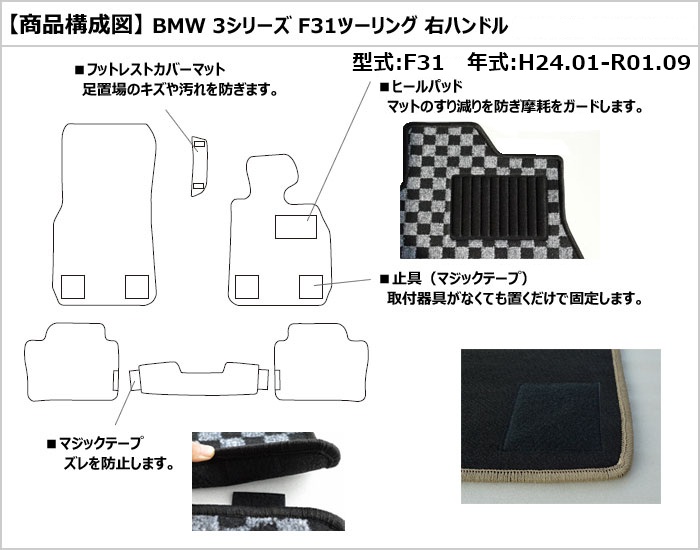 BMW 3シリーズ F31ツーリング  フロアマット ※右ハンドル