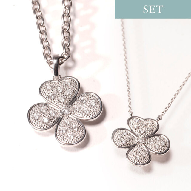 フォーチューンクローバー DOG&オーナー ネックレスセット（ゴールド色／シルバー色） ※文字入れ刻印オプション有