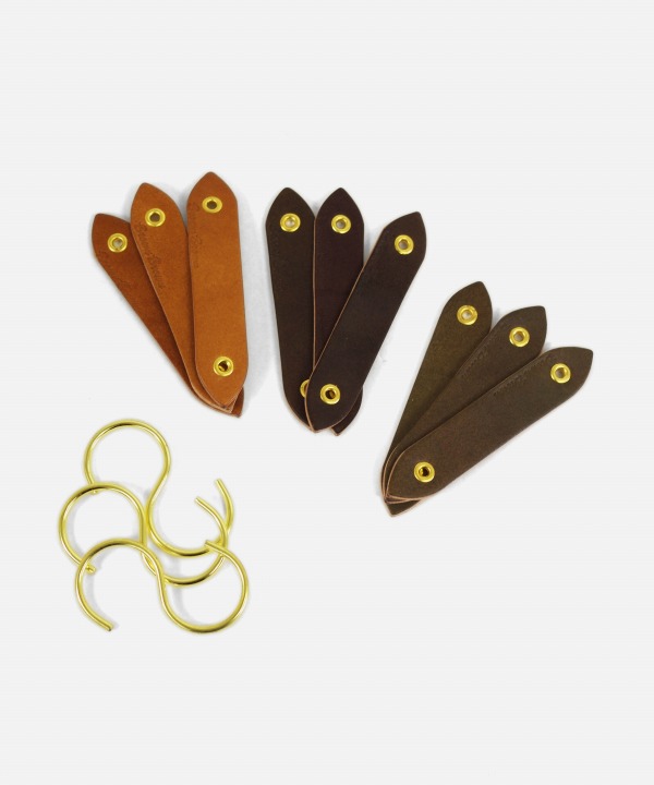 Brown Brown/ブラウンブラウン　レザーSカンフック (3個セット)