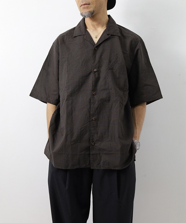 マニュアルアルファベット/Manual Alphabet   C/SILK GINGHAM S/S OPEN COLLAR SHT（全2色）