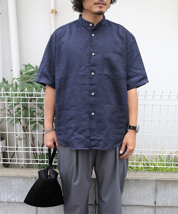 マニュアルアルファベット/Manual Alphabet  O/D LINEN LOOSE FIT B/C S/S SHT（全2色）
