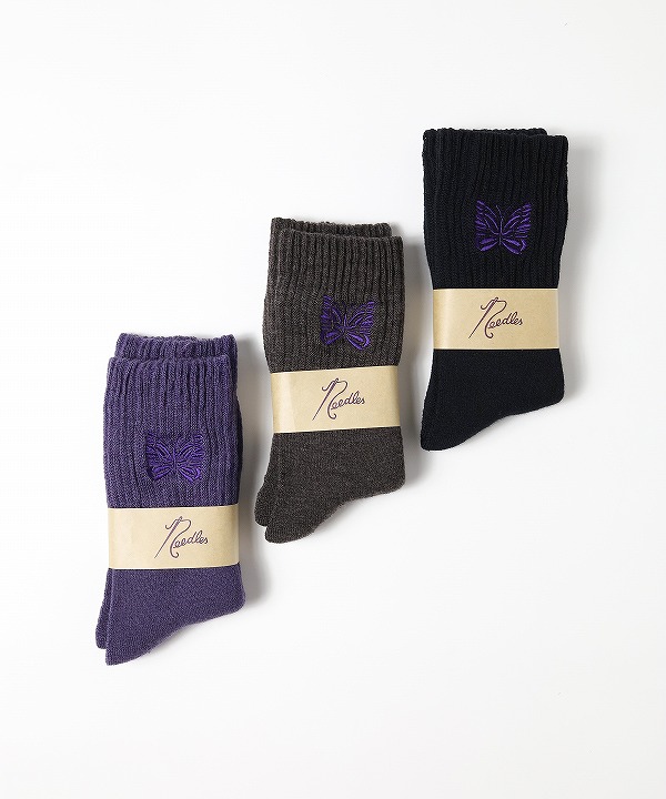 ニードルズ/Needles    Rib Socks - Shetland Wool（全3色）