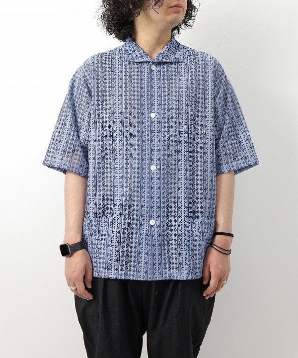 ニードルズ/Needles　S/S Widespread Collar Shirt-Ras Lace