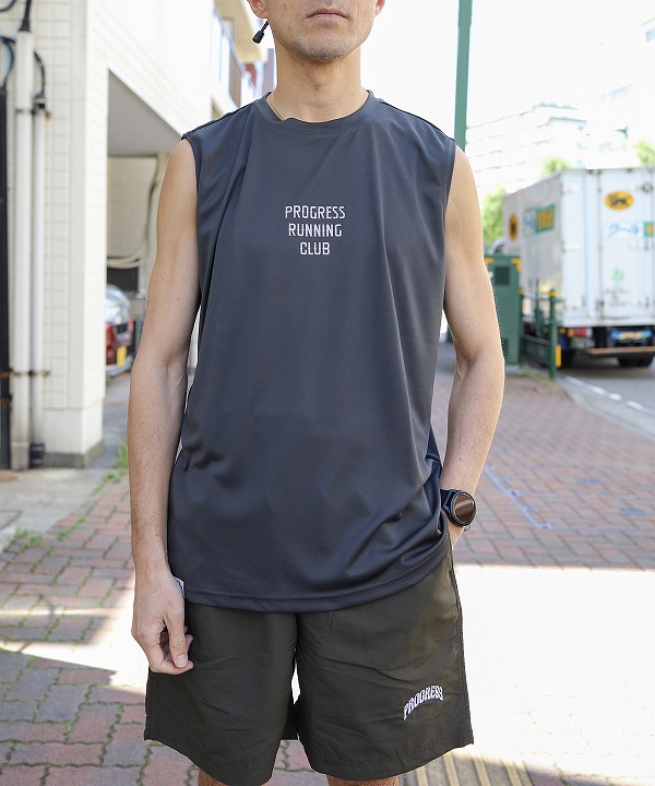 プログレスランニングクラブ/Progress Running Club   "PRC"  Quick Dry & UV Care N/SLV