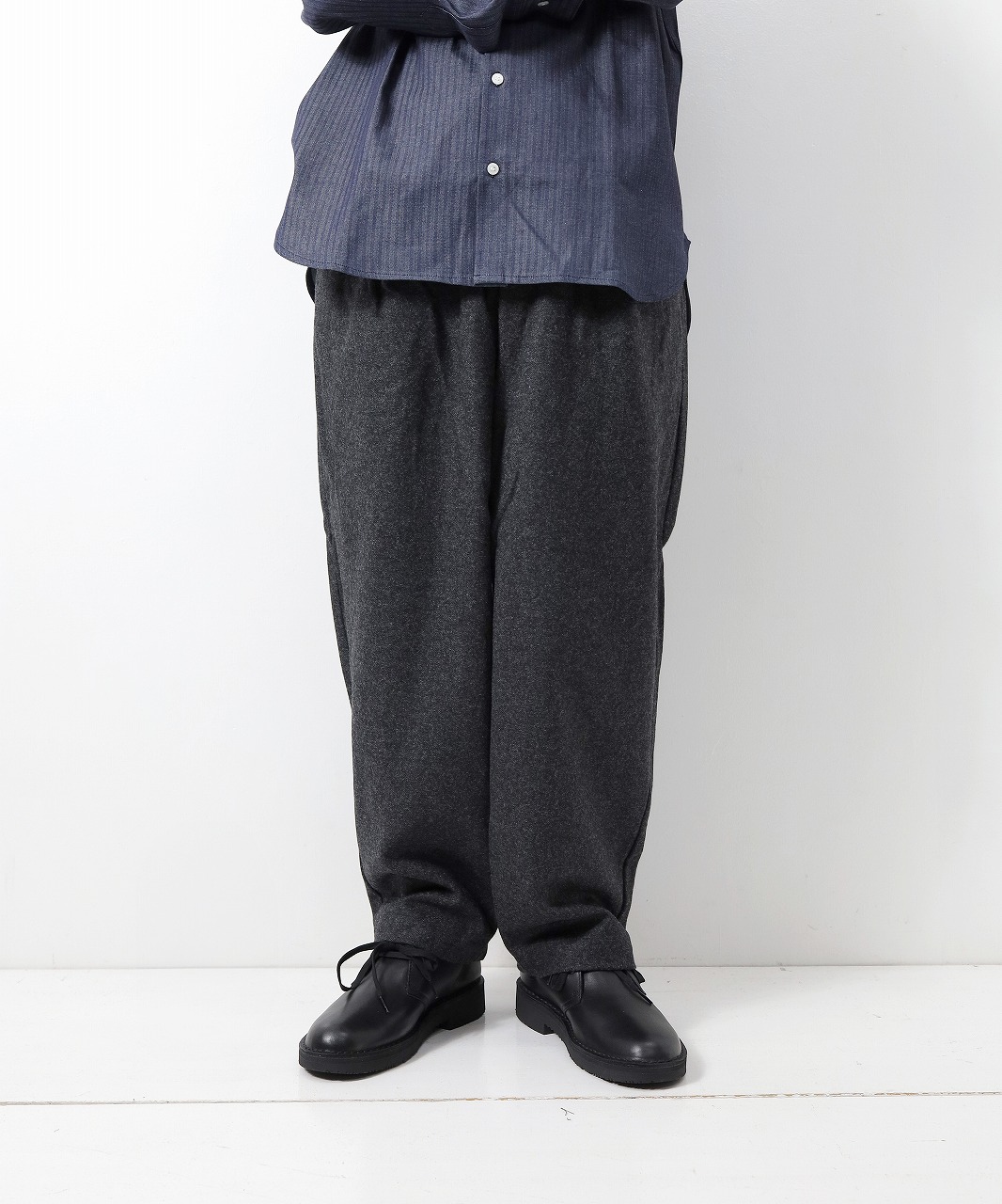 リネン/RINEN 　1/14エコウールフラノ タックパンツ（全2色）