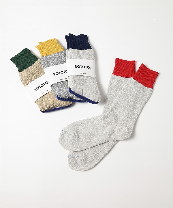 ロトト/ROTOTO　DOUBLE FACE CREW SOCKS "SILK&COTTON"（全4色）