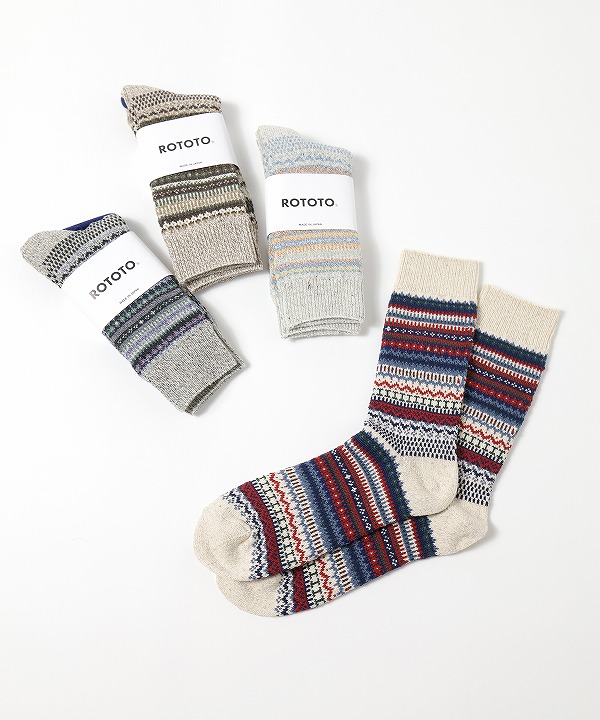 ロトト/ROTOTO　NORDIC PATTERN SOCKS（全4色）
