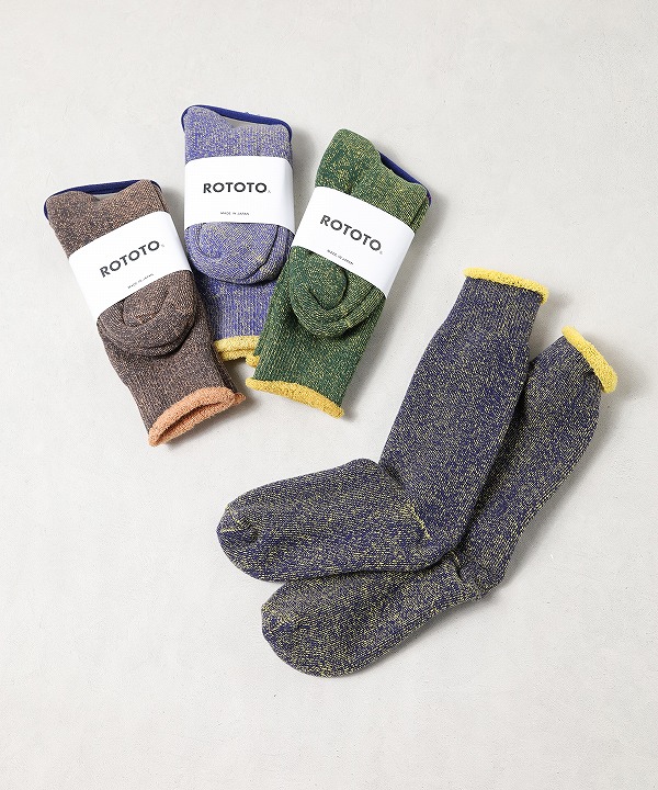 ロトト/ROTOTO　RIVERSIBLE PILE SOCKS（全4色）