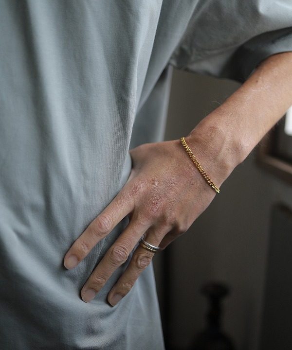 ロゼッタプレア/ROSETTA PRAYER　3.7mm FLAT LINK CHAIN BRACELET- 18kgp