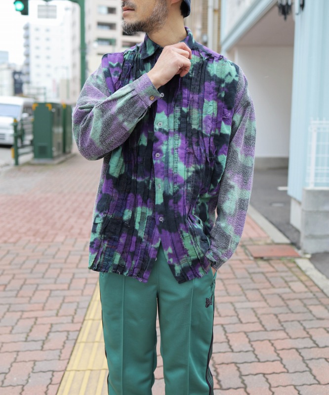リビルド バイ ニードルズ/Rebuild By Needles　　Flannel Shirt -> Ribbon Wide Shirt / Uneven Dye【価格はお問い合わせください】