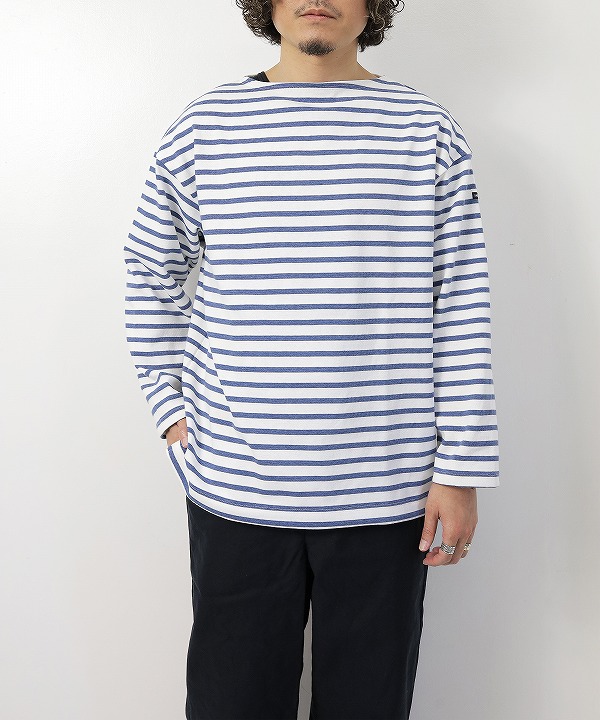 セントジェームス/Saint James　OUESSANT LOOSE - NEIGE/COOP JEAN（ホワイト/杢ネイビー）