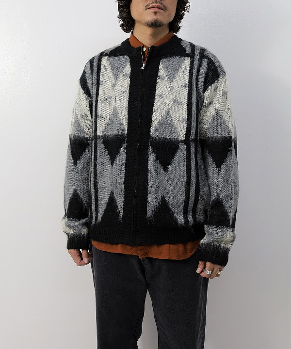 タウンクラフト/TOWNCRAFT   Vintage Jacquard Zip Cardigan