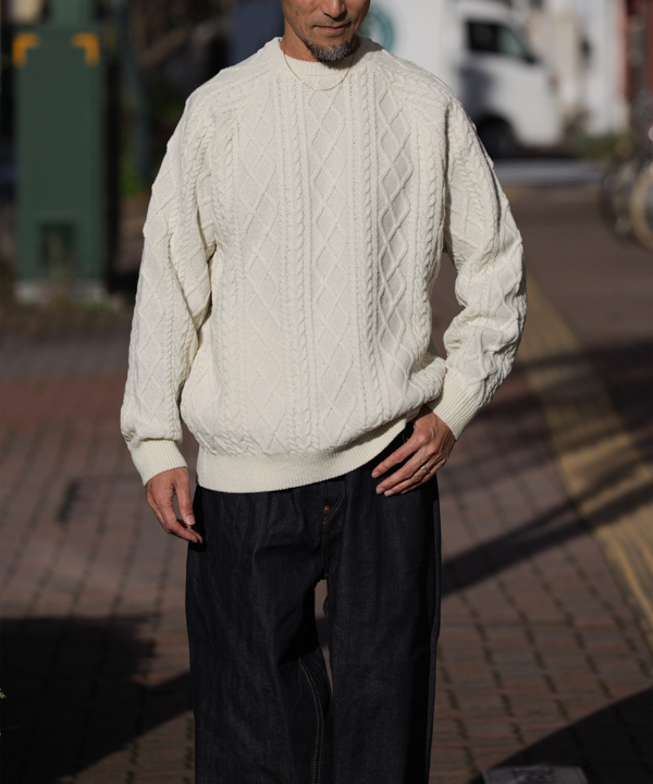 フレッシュサービス/FreshService   SHETLAND WOOL x SOLOTEX® TECH FISHERMAN SWEATER(全3色)