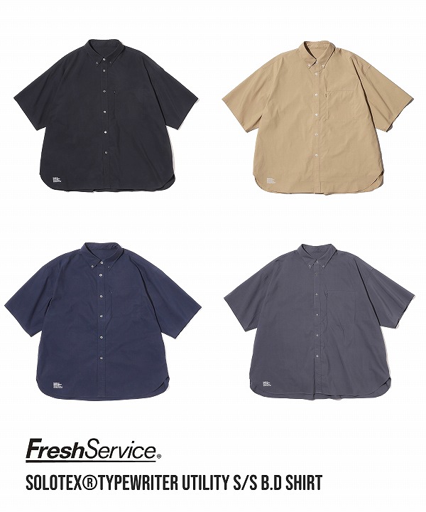 フレッシュサービス/FreshService　SOLOTEX®TYPEWRITER UTILITY S/S B.D SHIRT (全4色)