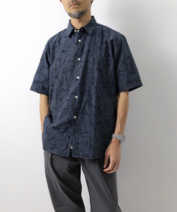マニュアルアルファベット/Manual Alphabet  JACQUARD LOOSE FIT R/C S/S SHT（全2色）