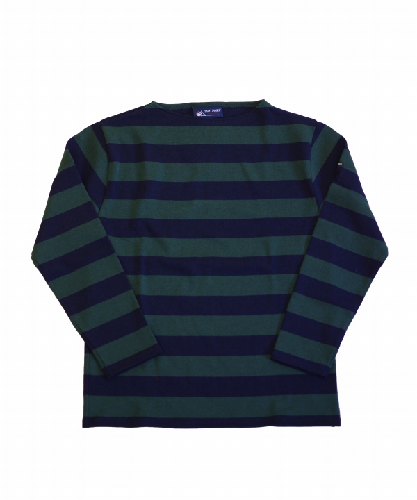 Saint James/セントジェームス　OUESSANT - WIDE BORDER NAVY/PIN(ネイビー/グリーン)