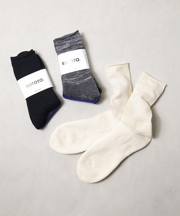 ロトト/ROTOTO　WASHI PILE CREW SOCKS（全3色）